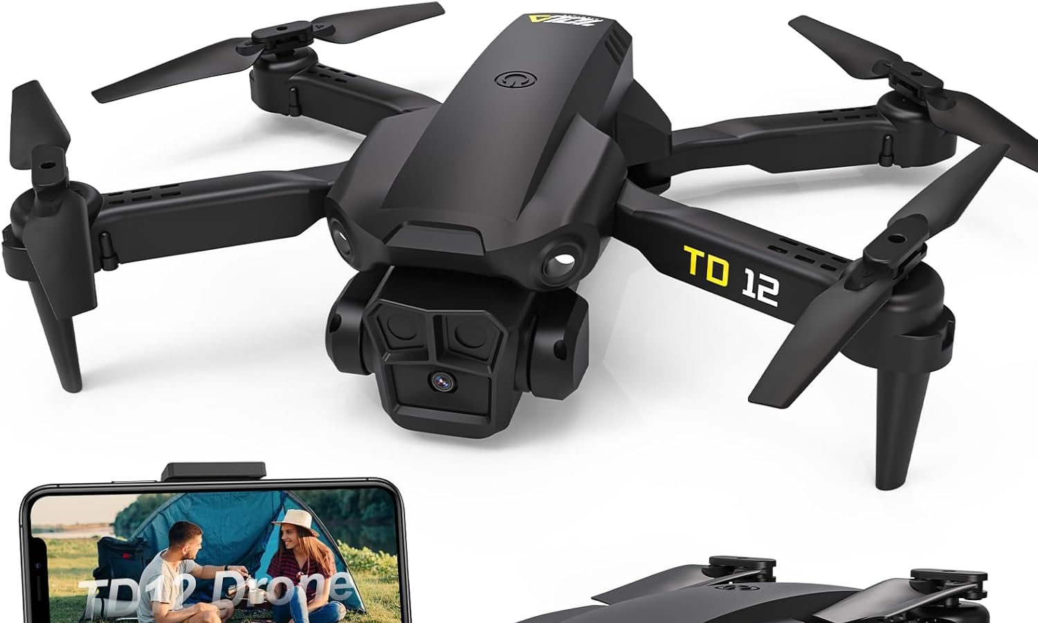 Drone with Camera, Mini Drone with Camera for Beginners Drones with 2 Cameras, 360° Flip, Foldable FPV Drone RC Quadcopter with 2 TD12 Drone Batteries