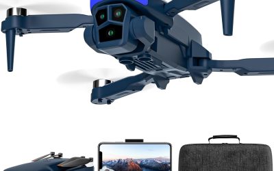 Drone with 1080P Camera for Blue LEDs, Electric 90° Adjustment Drone with Live Wifi Video, Foldable Quadcopter for Adults and Beginners, Mini Drones for Children and Girls and Boys, Bag