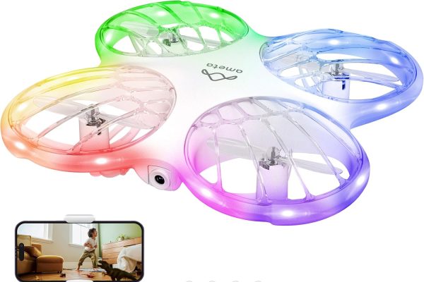 Ameta Morpho Drone with Camera for Kids 1080P HD, Mini FPV Drones with 32 RGB Lights/Circular Flight/3D Flip/18min Flight/Lost Buzzer, Cool Toy for Boys Girls, Less Than 249g