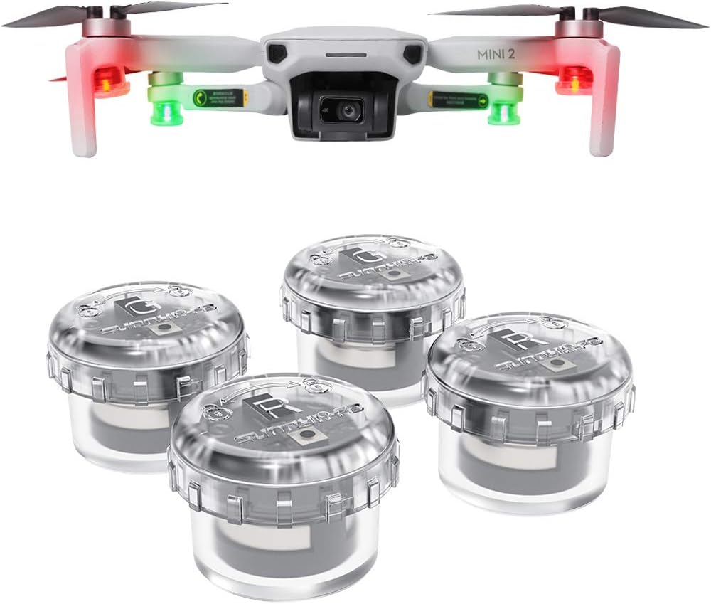 Motutech – Set of 4 Flight Lights for DJI Mini 3 Pro Mavic 3 AIR 2S / FPV/Mavic Mini 2/Mini/Air 2/Air/Mavic Pro 2/Mavic Pro 2/Mavic Pro Colorful Flashing Warning Lights