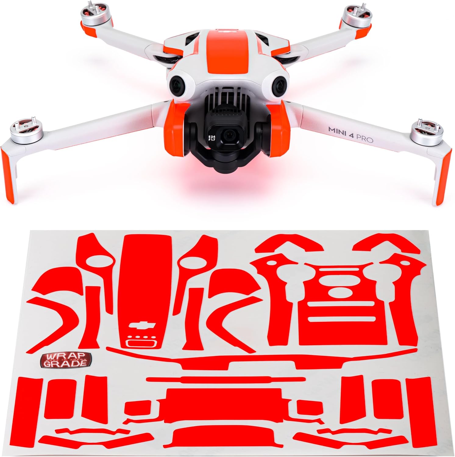 WRAPGRADE Skin Compatible with DJI Mini 4 Pro | Accent Color (Neon Orange)