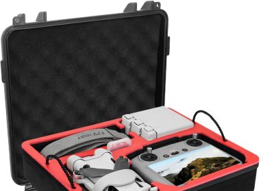 FPVtosky Case for DJI Mini 4 Pro I Compact I Double Layer I Waterproof Case for DJI Mini 4 Pro Fly More Combo Kit, Drone Case Accessories, Black + Red, Case for Mini 4 Pro