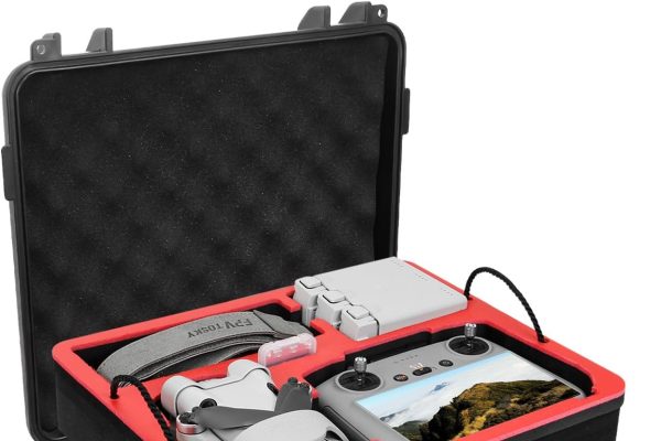 FPVtosky Case for DJI Mini 4 Pro I Compact I Double Layer I Waterproof Case for DJI Mini 4 Pro Fly More Combo Kit, Drone Case Accessories, Black + Red, Case for Mini 4 Pro