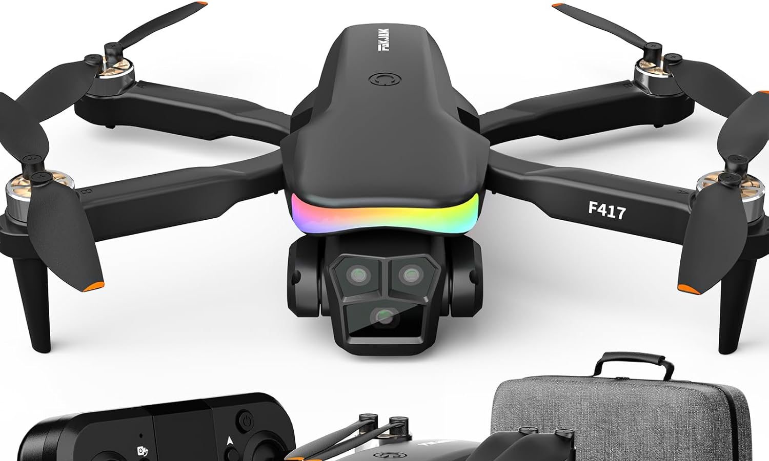 F417 Drone with ESC Camera HD 1080P for Children and Adults, LED, with Dual 1080P Camera, Brushless Motor and Functions such as 3D Flip and FPV, Altitude Hold, Gift for Boys and Girls, Handbag, C0