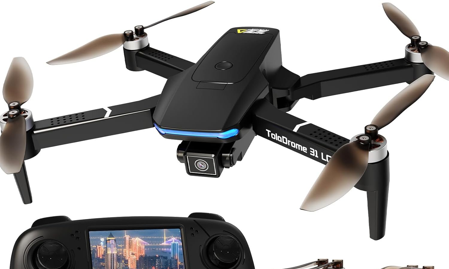 Toladrone Drone with Camera LCD Screen Digital Image Transmission Remote Control Brushless Motor FPV Professional Drones for Adults Quadcopter RC TD31LCD