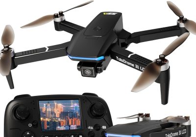 Toladrone Drone with Camera LCD Screen Digital Image Transmission Remote Control Brushless Motor FPV Professional Drones for Adults Quadcopter RC TD31LCD