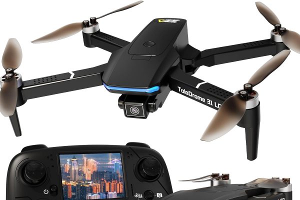 Toladrone Drone with Camera LCD Screen Digital Image Transmission Remote Control Brushless Motor FPV Professional Drones for Adults Quadcopter RC TD31LCD