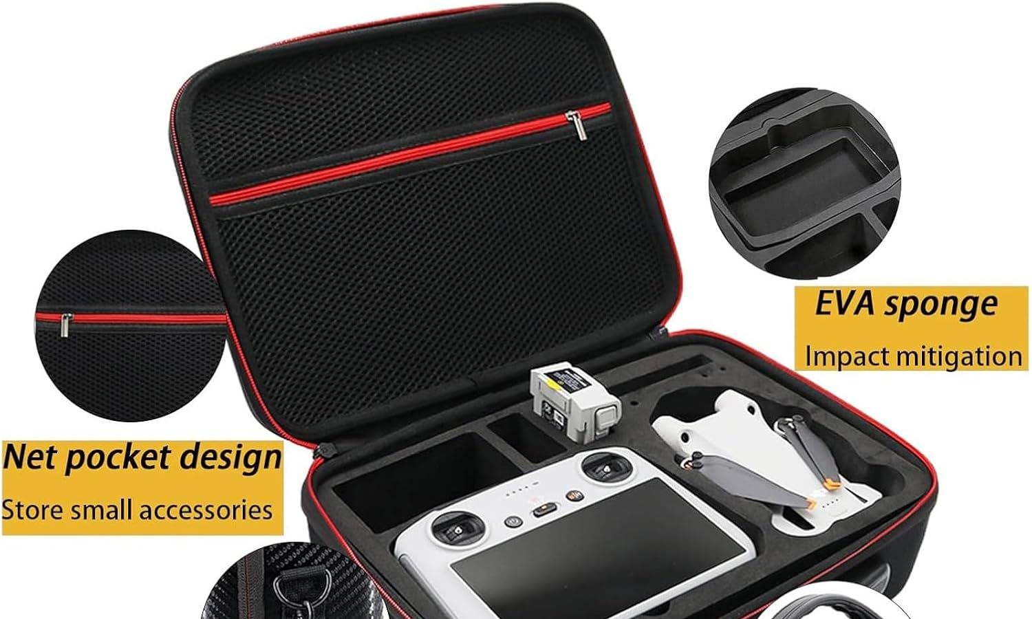 TINMAGI Portable Case for DJI Mini 3/Mini 3 Pro, Storage Bag for Drones, Carrying Case Accessories Kit with Shoulder Strap, Waterproof Hard Case