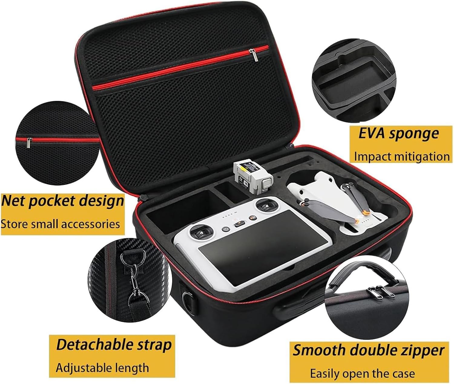 TINMAGI Portable Case for DJI Mini 3/Mini 3 Pro, Storage Bag for Drones, Carrying Case Accessories Kit with Shoulder Strap, Waterproof Hard Case