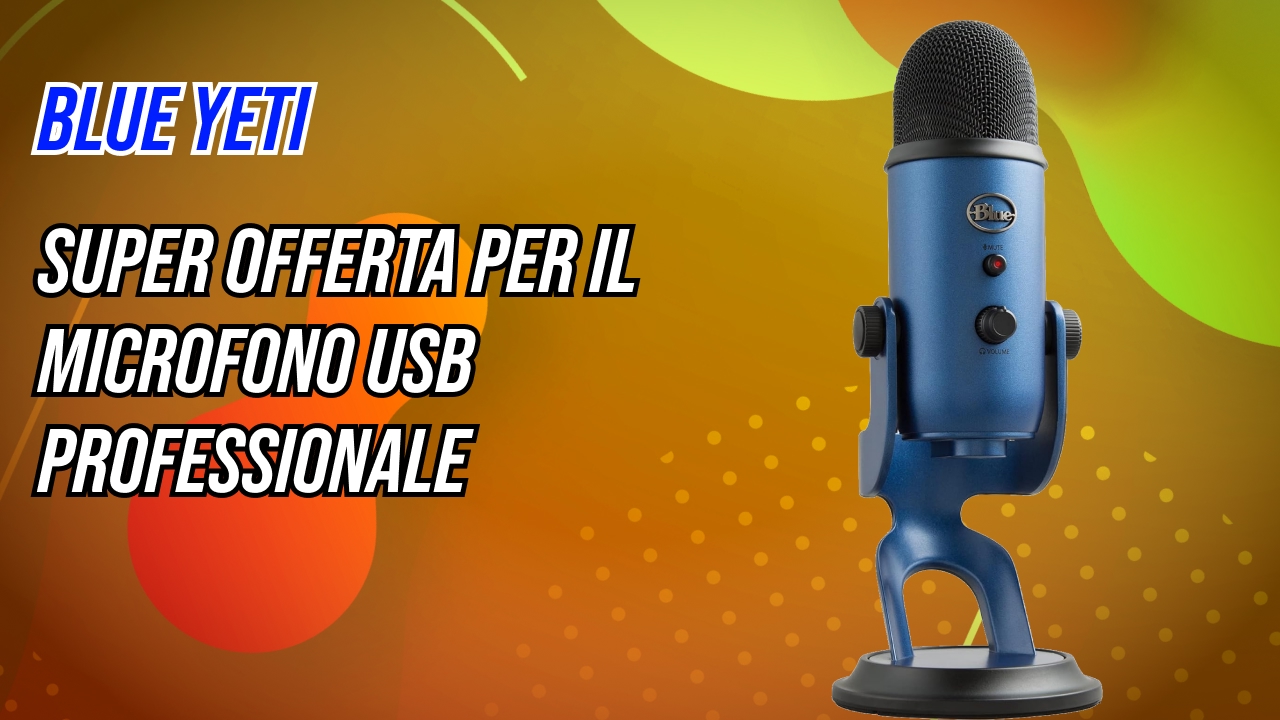 Blue Yeti a 84€ su Amazon: microfono USB professionale con Blue VO!CE per streaming e podcast