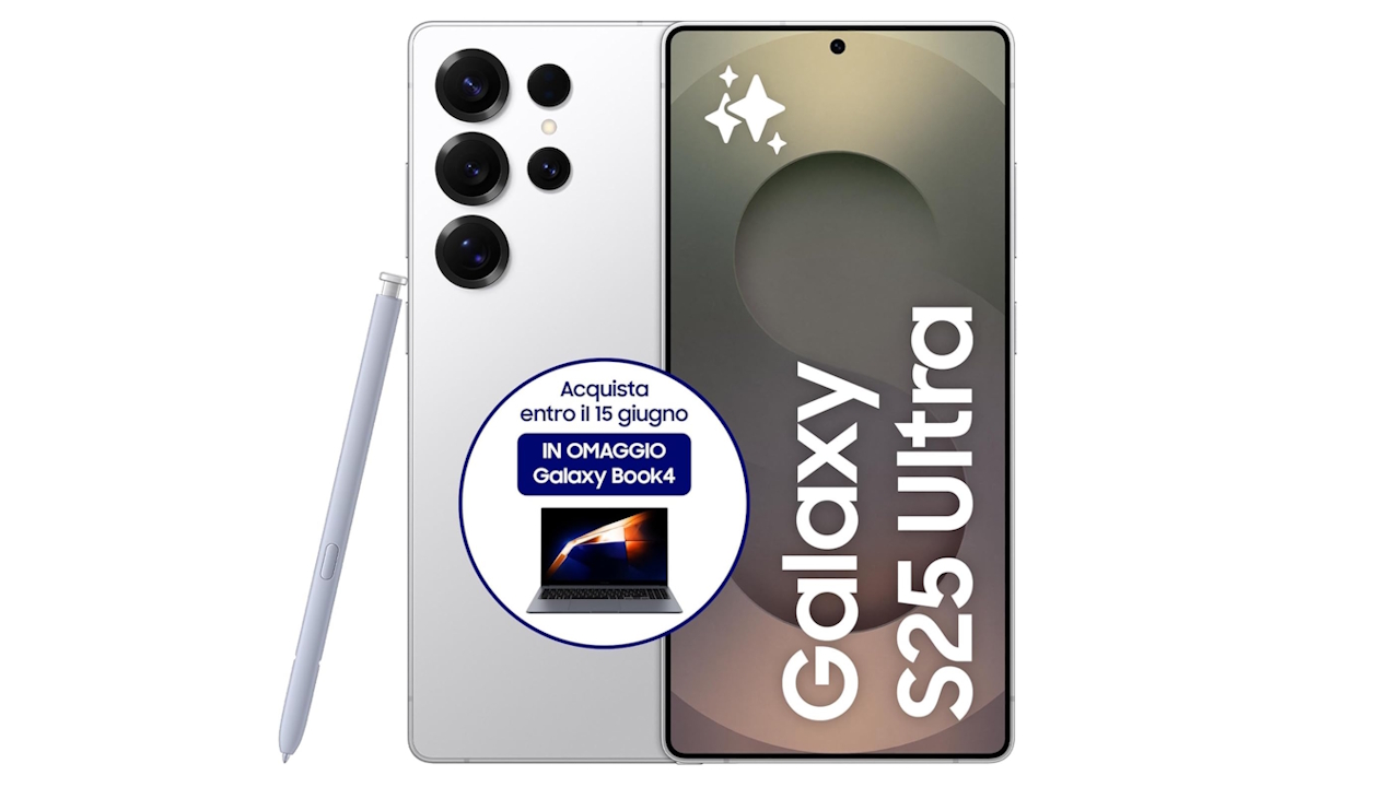 Samsung Galaxy S25 Ultra 512 GB e 1 TB in offerta su Amazon: in regalo Galaxy Book4 i3 e 3 anni di garanzia