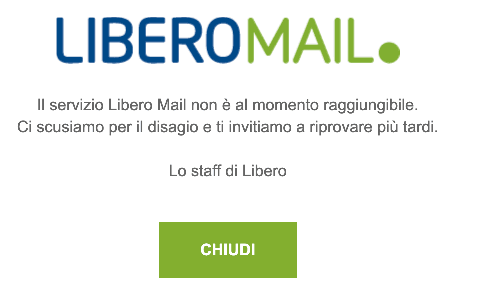 Libero Mail è in down