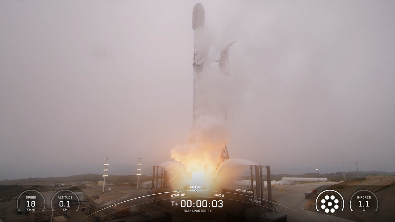 SpaceX ha lanciato la missione Transporter-14 con a bordo anche i satelliti italiani IRIDE