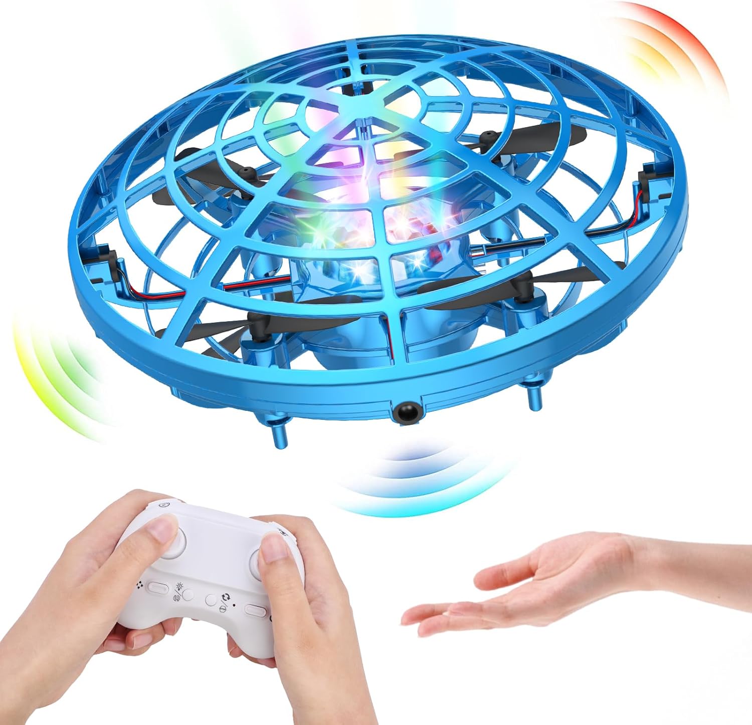 Kriogor Mini Drones, New Drones à Main,Mini-Drone UFO Mains Libres Hélicoptère à Induction Infrarouge Rotaion 360 °,Télécommande Mini Avion Jouet LED Jouet Volant Cadeau Jouet pour Garçons et Filles