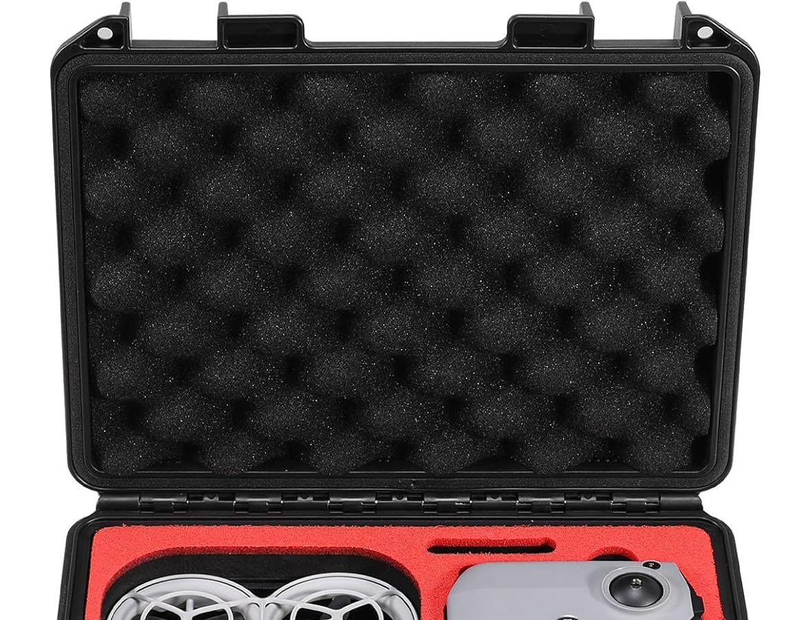 FPVtosky NEO Case Waterproof Hard Case for DJI NEO Accessories, Travel Case for DJI NEO Fly More Combo (RC/N3 Controller), black / red, Travel