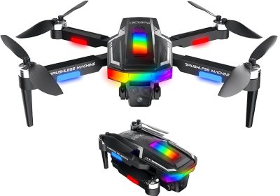 Gerbala Foldable Brushless Drone for Beginners – Takeoff/Landing with Button, Dual Camera, Gravity Sensor, 3D Flip, Follow Me – Wi-Fi FPV Drone with 1080P HD Camera and 2 Batteries