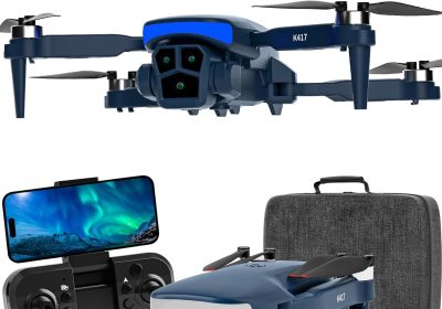 Karuisrc Professional Adult Drone Long Distance Blue LED Electric Adjustable Camera, Brushless Motor Drone FPV Gravity Control Gesture Selfie Headless Mode, Modular Battery