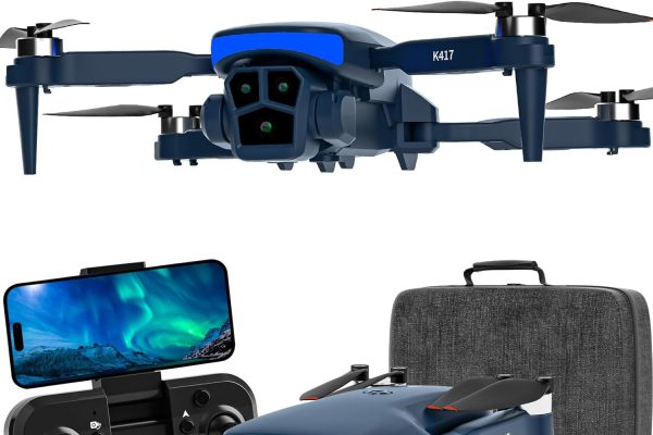 Karuisrc Professional Adult Drone Long Distance Blue LED Electric Adjustable Camera, Brushless Motor Drone FPV Gravity Control Gesture Selfie Headless Mode, Modular Battery