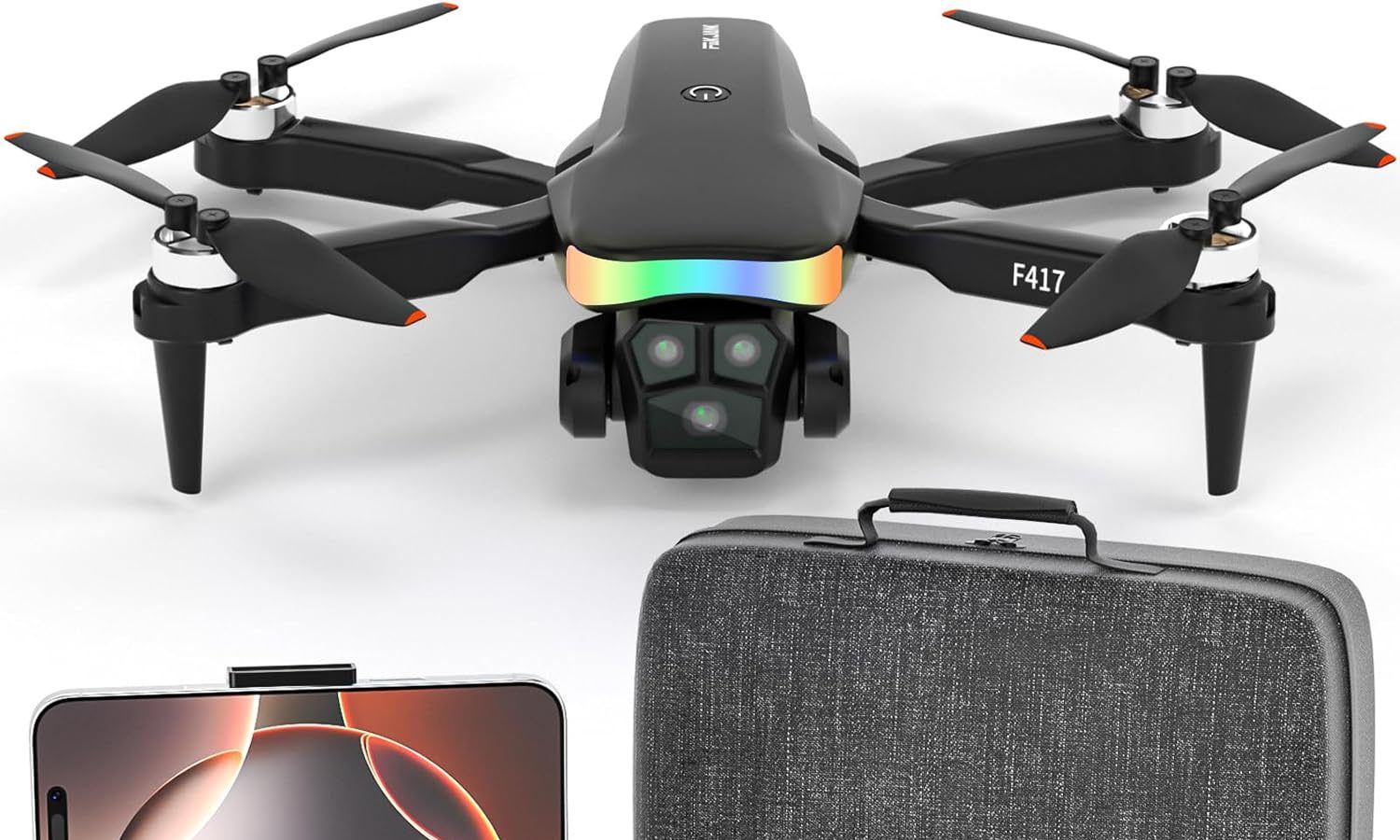 Mini Drone with 1080P Adjustable Electric Lens 90° RGB LED for Adults and Beginners, FPV Drone Gesture Control/Gravity Control, Headless Mode Altitude Stable Flight Waypoint, 3D Flip
