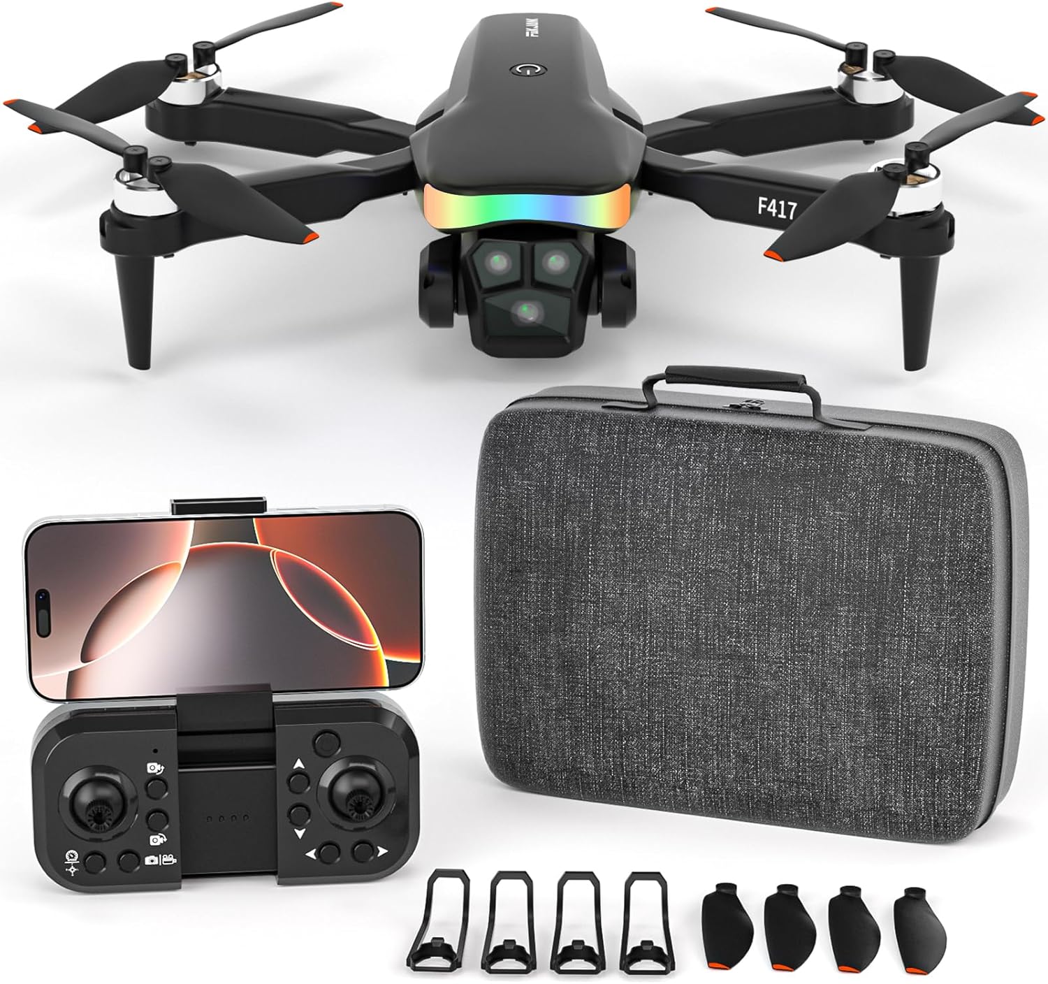 Mini Drone with 1080P Adjustable Electric Lens 90° RGB LED for Adults and Beginners, FPV Drone Gesture Control/Gravity Control, Headless Mode Altitude Stable Flight Waypoint, 3D Flip