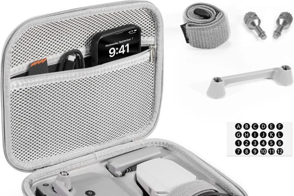 FPVtosky Hard Case for DJI Mini 2 SE/Mini 4K Drone, Compact Case with 2 Joysticks, 1 Propeller Holder and 1 Joystick Protection, Grey, Travel, grey, Compact