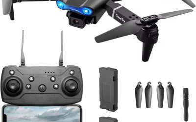E99 Beginner Drone with Dual Camera 2 Battery, One Key Takeoff/Landing, 1800mAh Battery, 39″