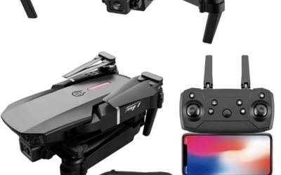 E88 Foldable Beginner Drone with Dual Camera 3 Batteries, WiFi FPV, Carrying Case and Spare Parts, Black