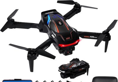 Wi-Fi FPV Drone for Kids and Beginners, Foldable Drone with HD Camera & 2 Batteries – One Key Takeoff/Landing, 360° Flip , 120° Wide Angle, Follow Me