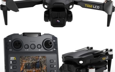 Toladrone TD12LCD Drone con Fotocamera per Adulti, Droni con Motore Brushless, Telecomando con Schermo LCD, Trasmissione in Tempo Reale, Drone Quadricottero Pieghevole per Principianti