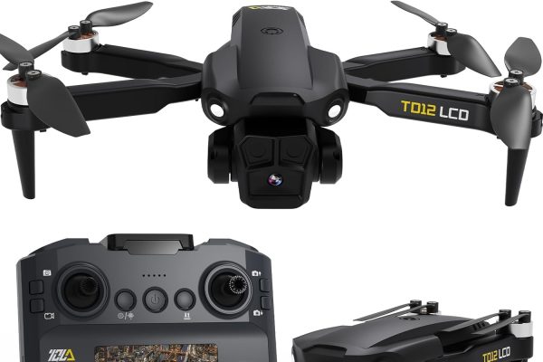 Toladrone TD12LCD Drone con Fotocamera per Adulti, Droni con Motore Brushless, Telecomando con Schermo LCD, Trasmissione in Tempo Reale, Drone Quadricottero Pieghevole per Principianti