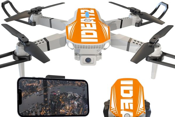 LE-IDEA IDEA12 Foldable Drone with 1080P Camera for Adults, Mini Drone with Dual Camera, Optical Flow Positioning, Headless Mode, RC Quadcopter for Beginners Adults (Orange)