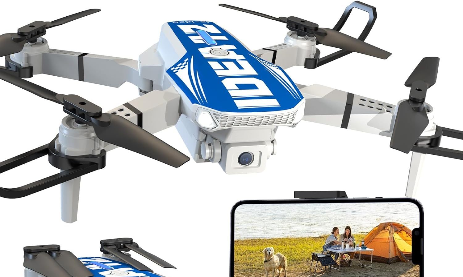 LE-IDEA IDEA12 Mini Drone with 1080P Camera, Optical Flow Positioning, 270° Obstacle Avoidance, Headless Mode, Quadcopter Drones with WiFi Transmission for Adults (Blue)