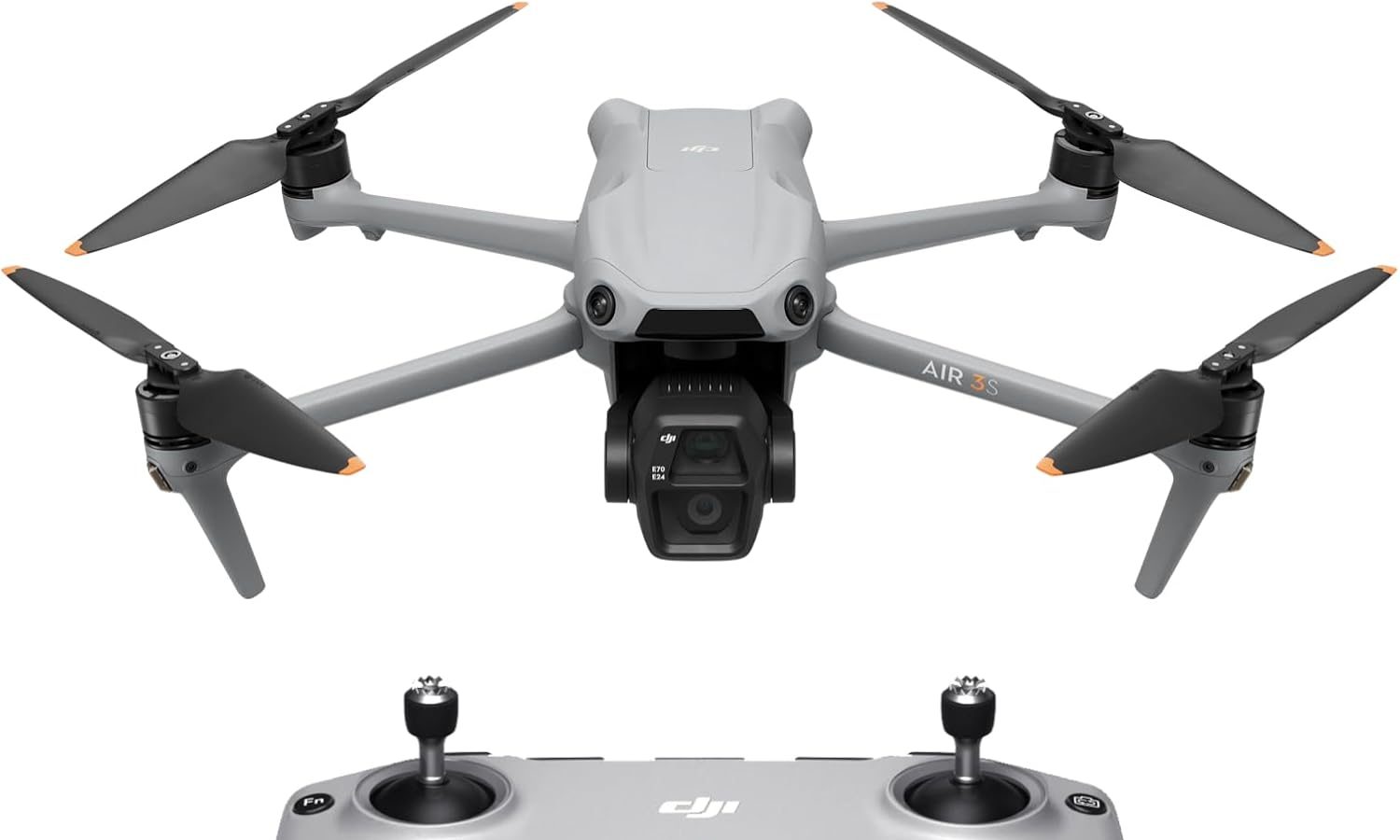 DJI Air 3S (RC-N3) 4K Camera Drone, Two Camera Drone with 1″ Wide Angle CMOS Camera, 4K/60fps HDR Video and 14 Stop Dynamic Range, 45 Minutes Flight Time, 20km Transmission Distance