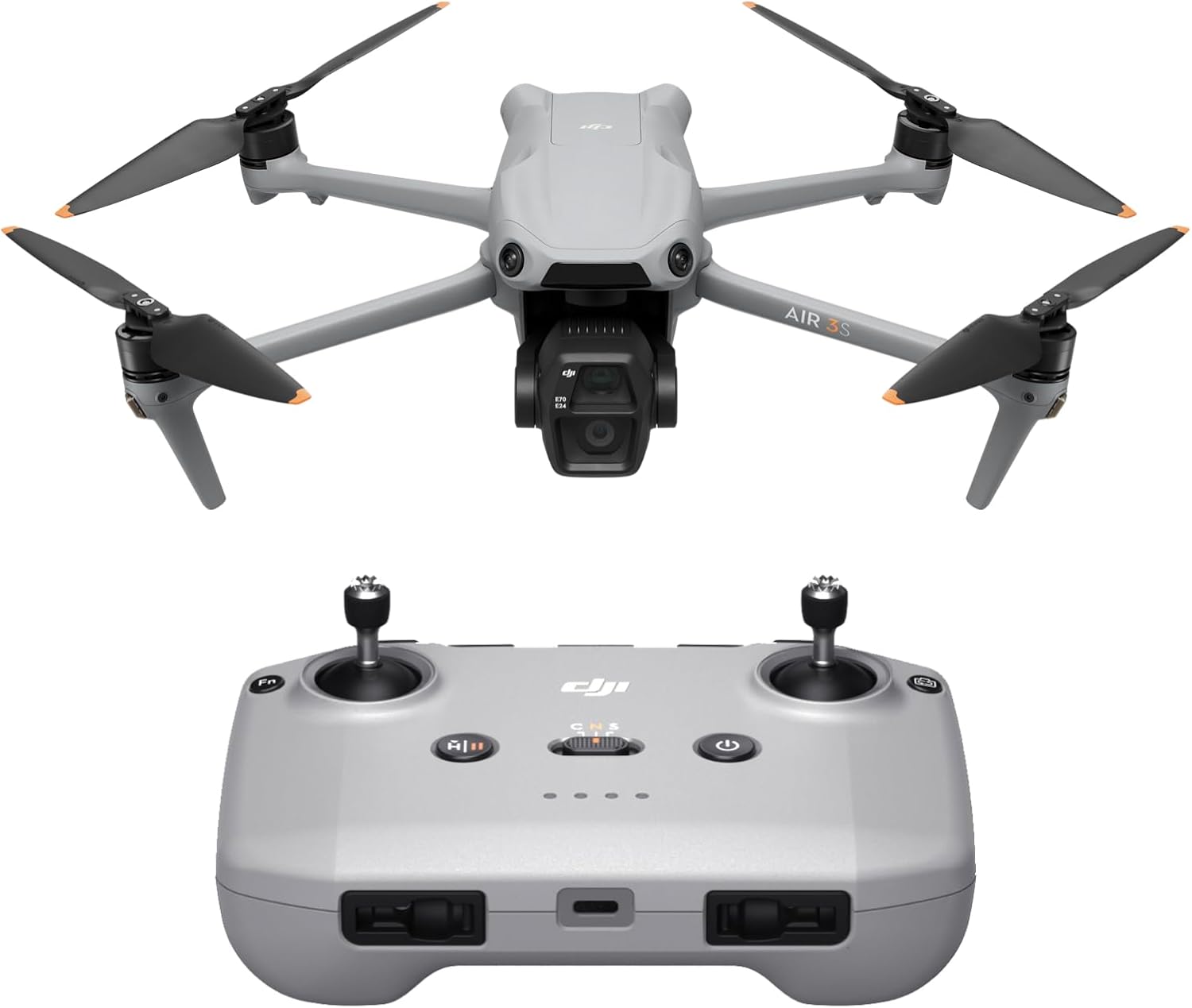 DJI Air 3S (RC-N3) 4K Camera Drone, Two Camera Drone with 1″ Wide Angle CMOS Camera, 4K/60fps HDR Video and 14 Stop Dynamic Range, 45 Minutes Flight Time, 20km Transmission Distance