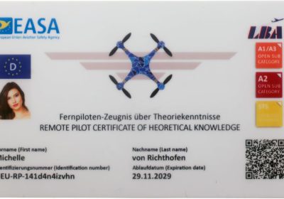 Roboterwerk – Drone Driver’s License, EASA A1/A3 and A2 Competence Certificate, Cheque Cards, with QR Code and Optional National Flag, Photo ID and Address Data Plastic Card