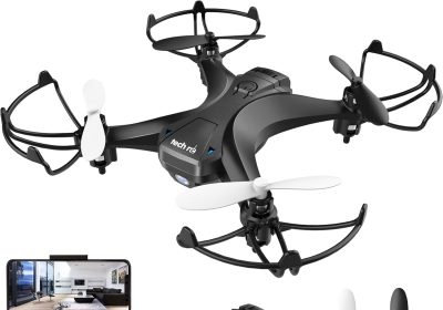 tech rc Mini Drone with HD Camera with Two Batteries Altitude Suspension Function, One Button Take Off/Landing, Headless Mode 360° Protections for Children and Beginners Good Gift