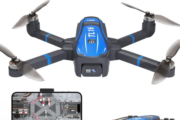TL16 Drone with 4K Camera for Adults, Optical Flow Positioning Brushless Motor, Gesture Control Drones for Beginners Quadcopter RC Folding, Blue