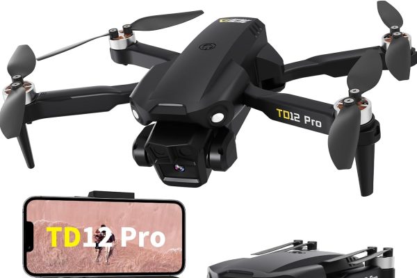 Drone con Fotocamera 4K, Droni per Adulti Livello 3 Resistenza al Vento Posizionamento Ottico Motore Brushless ESC Regolabile a 90°, Quadricottero RC Pieghevole per Principianti, TD12Pro
