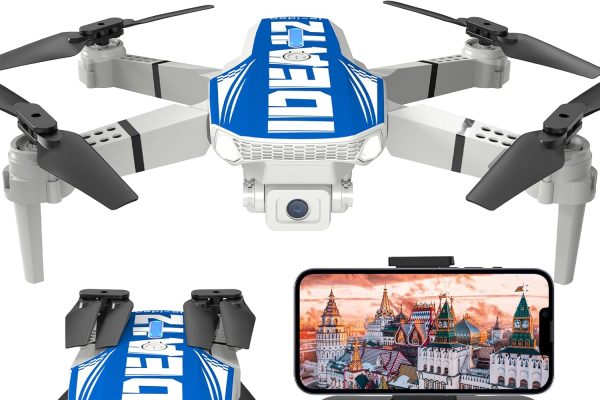 LE-IDEA IDEA12 Mini Drone with 1080P Camera, 90° Camera, Optical Flow Positioning, Headless Mode, Foldable Drone for Adults, RC Quadcopter, Blue
