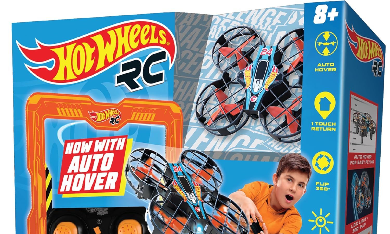 BLADEZ Hot Wheels Hawk 24 Racing Quad Age 8+, Remote Control Drone, Flying Toy, Performing Stunts and Races, RC 2.4GHz with Lights, Shock Resistant, Toyz Licensed Toy