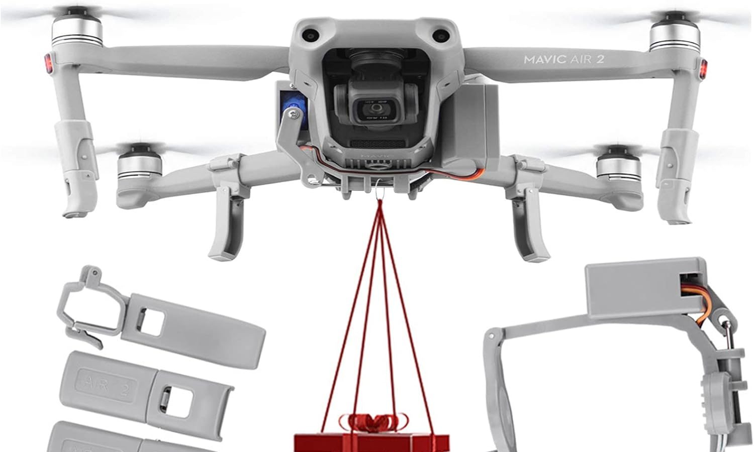 Drone Delivery Device Air Dropping Thrower Quick Release Drop Device System Kit with Drone Landing Gears for Fishing Advertising Wedding Etc. Fit for DJI MAVIC AIR 2 Drone Accessories