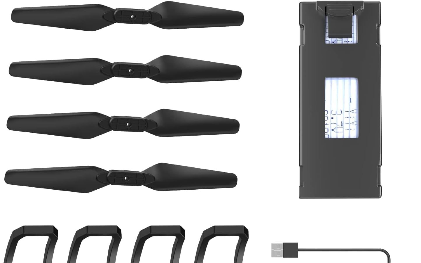 Wipkviey Drone T28 Replacement Accessory Set with Propeller Protector, Propeller Cover, Replacement Lamellae, Screwdriver, 1 x 3.7V 1200 Modular Rechargeable Li-ion Battery