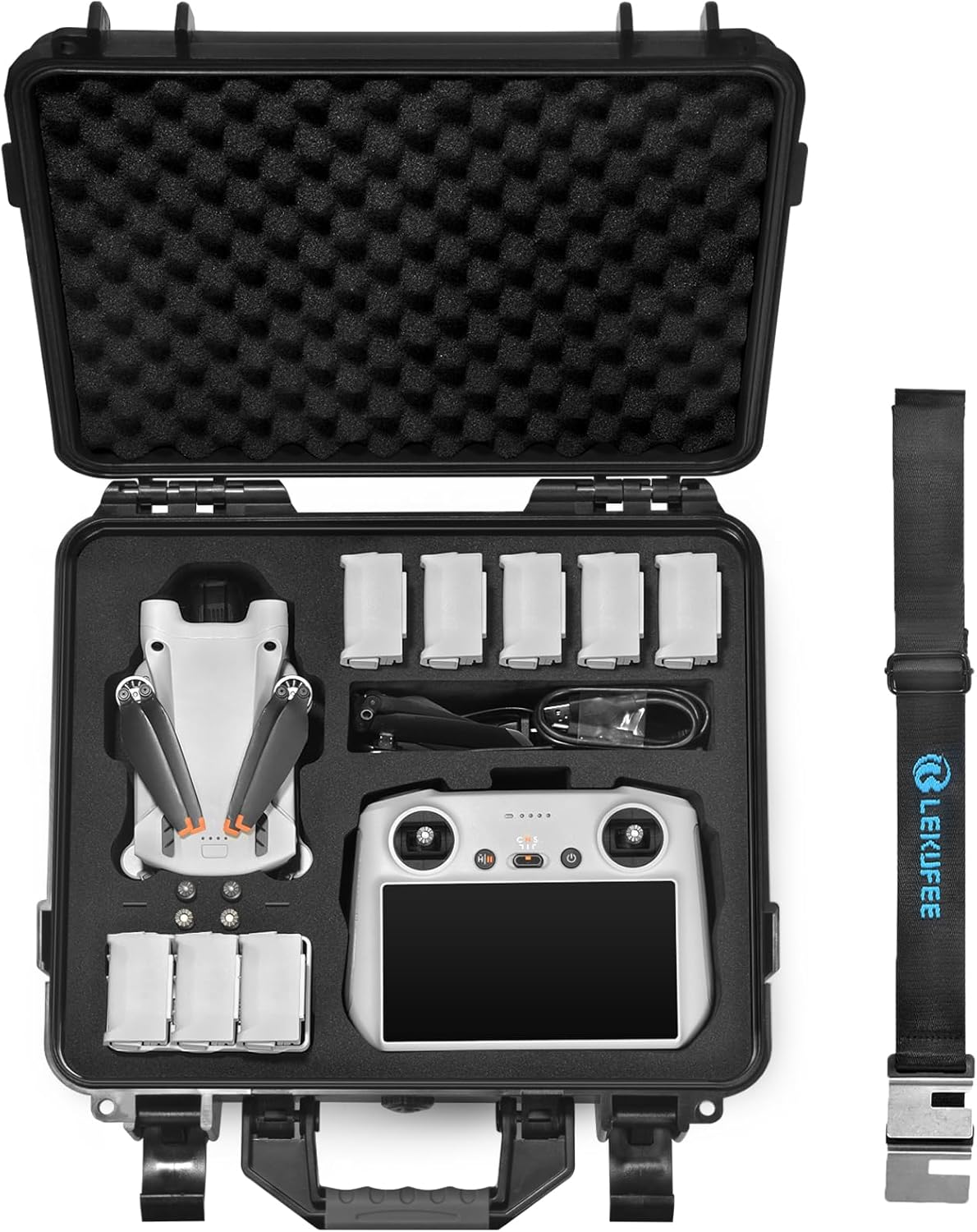 LEKUFEE Carrying Case for DJI Mini 4 Pro/DJI Mini 3 Pro/DJI Mini 3 /DJI RC 2/DJI RC/RC-N2/N1 and Accessories (Case Only), Black, Travel, Sports, Hiking, Camping, Indoor or Outdoor