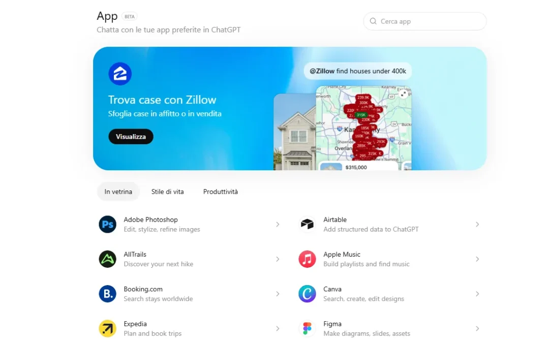ChatGPT, un app store interno per permettere a vari servizi di interfacciarsi direttamente con il chatbot
