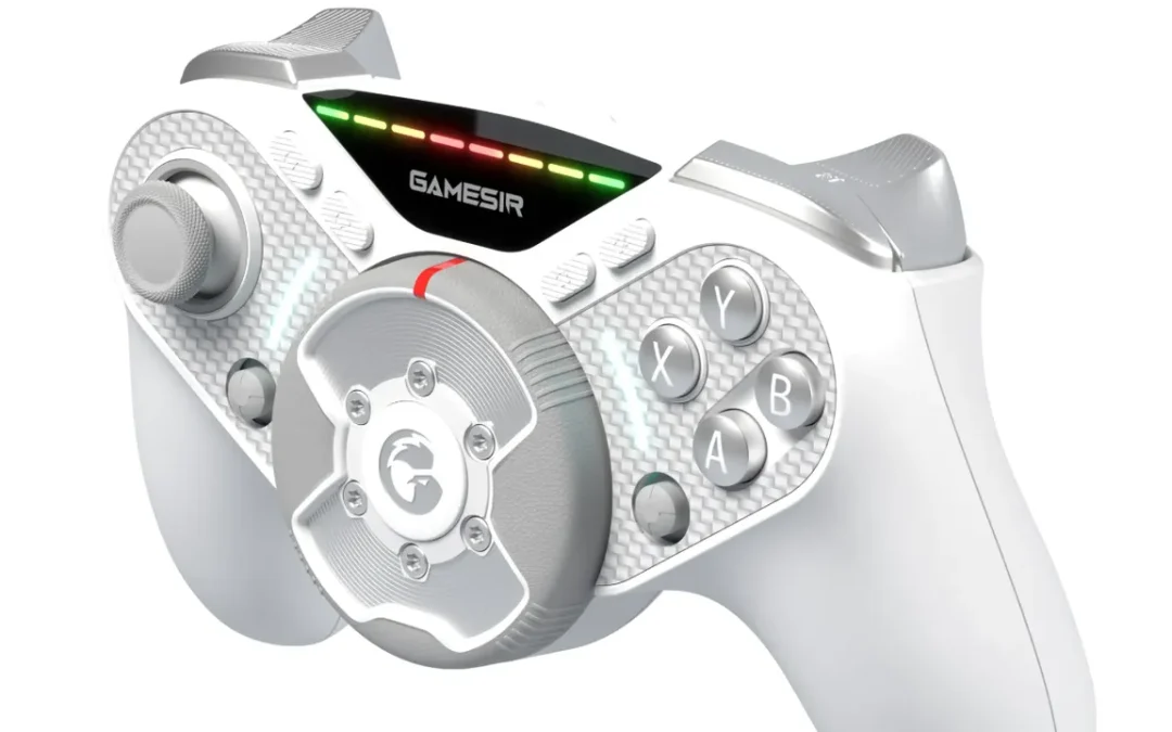 Il controller con il mini volante integrato per giocare ai simulatori di guida