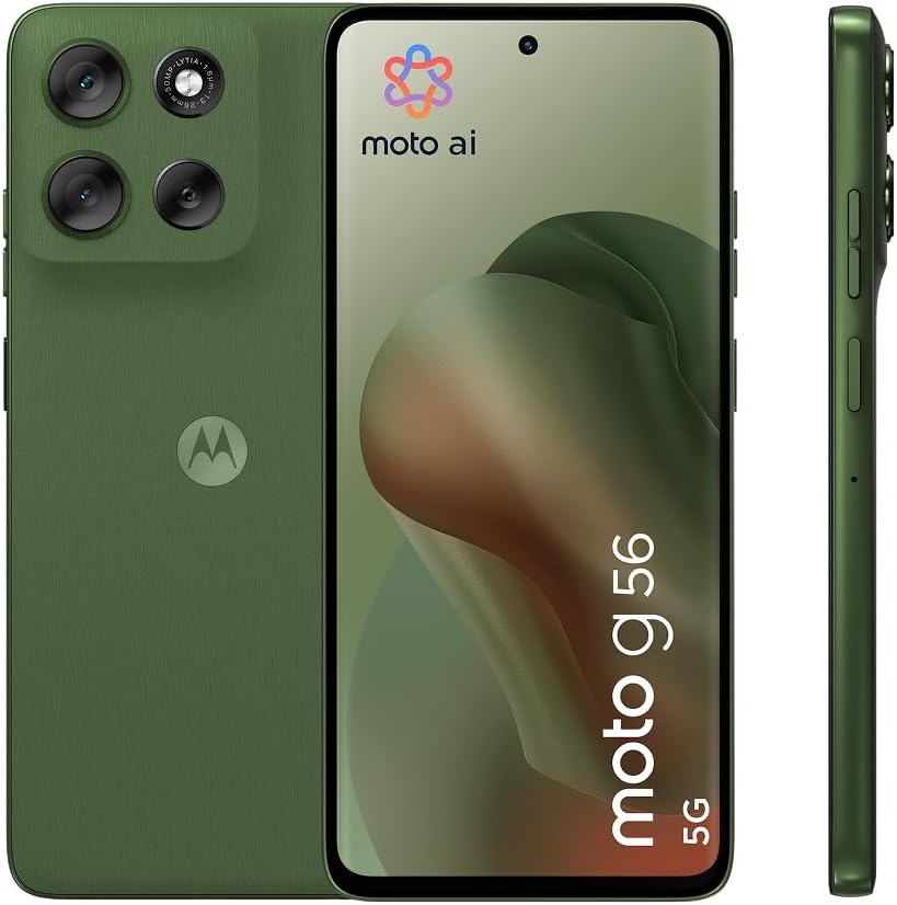 Motorola Moto G56 5G 8/256GB, 50MP Camera + Anti-Flicker Sensor, 6.72″ FHD+ 120Hz Display, 5200mAh Battery, MediaTek Dimensity 7060, Android 15, Pantone Dill