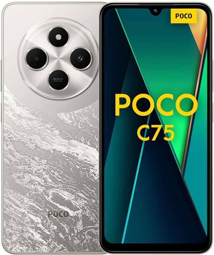 XIAOMI Poco C75 4G Smartphone Gold 6+128GB 2.0GHz Immersive Display 17.5 cm 5160mAh Solid Battery Dual AI Camera 50MP Powerful Octa-Core Processor