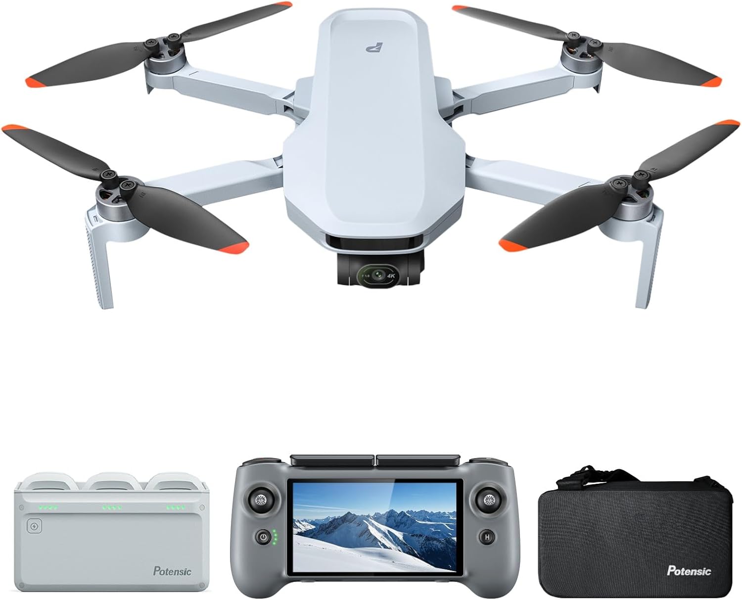 Potensic ATOM 2 Combo with Remote Control with Screen, Drone with 4K HDR Camera, 8K Photo, 10KM Transmission, Less Than 249g, AI Follow/AI Night/QuickShots/Vertical Shoots, C0