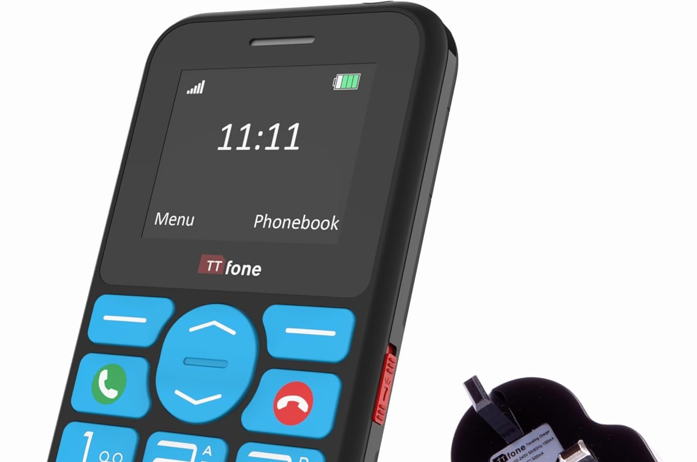 TTfone TT190 Big Button Basic Senior Unlocked Emergency Mobile Phone – Simple Cheaper Phone (with Mains Charger)