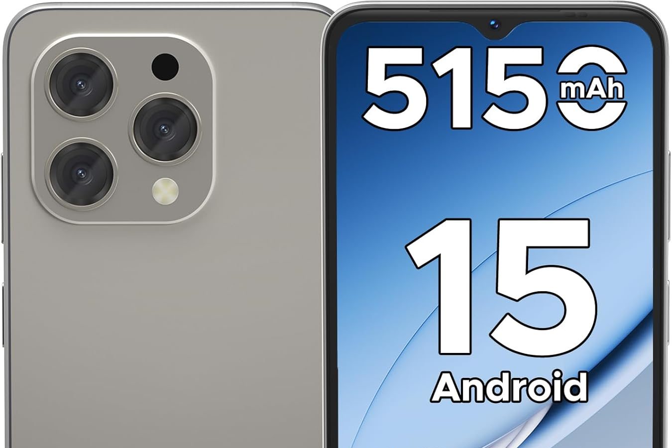 DOOGEE 2025 N55 Android 15 Smartphone, 16GB+128GB/2TB TF, 90Hz 6.56″ HD+ Display, Mobile Phone 13MP+8MP Camera, Phone 5150mAh Batteries, 4G Dual SIM/Widevine L1/Face Unlock, Natural